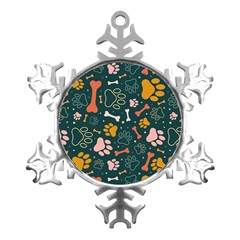 Dog Paw Colorful Fabrics Digitally Metal Small Snowflake Ornament