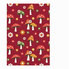 Woodland Mushroom And Daisy Seamless Pattern On Red Background Small Garden Flag (two Sides)