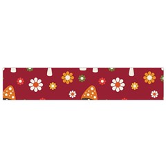 Woodland Mushroom And Daisy Seamless Pattern On Red Background Small Premium Plush Fleece Scarf by Wav3s