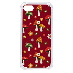 Woodland Mushroom And Daisy Seamless Pattern On Red Background Iphone Se by Wav3s