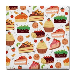 Seamless Pattern Hand Drawing Cartoon Dessert And Cake Tile Coaster