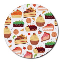 Seamless Pattern Hand Drawing Cartoon Dessert And Cake Round Mousepad