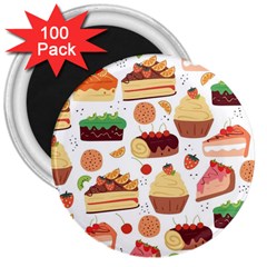 Seamless Pattern Hand Drawing Cartoon Dessert And Cake 3  Magnets (100 Pack)