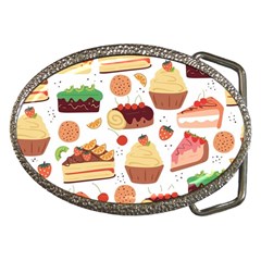 Seamless Pattern Hand Drawing Cartoon Dessert And Cake Belt Buckles