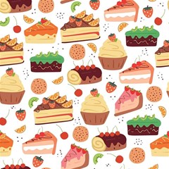 Seamless Pattern Hand Drawing Cartoon Dessert And Cake Play Mat (rectangle) by Wav3s