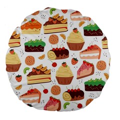 Seamless Pattern Hand Drawing Cartoon Dessert And Cake Large 18  Premium Flano Round Cushions