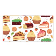 Seamless Pattern Hand Drawing Cartoon Dessert And Cake Satin Shawl 45  X 80  by Wav3s