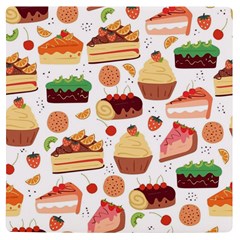 Seamless Pattern Hand Drawing Cartoon Dessert And Cake Uv Print Square Tile Coaster  by Wav3s