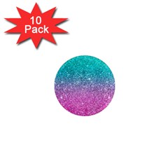 Pink And Turquoise Glitter 1  Mini Magnet (10 Pack) 