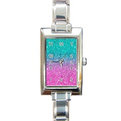 Pink And Turquoise Glitter Rectangle Italian Charm Watch