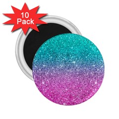 Pink And Turquoise Glitter 2 25  Magnets (10 Pack) 