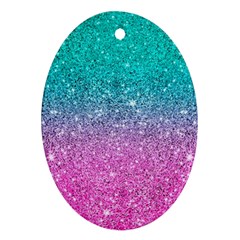 Pink And Turquoise Glitter Ornament (oval)