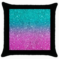 Pink And Turquoise Glitter Throw Pillow Case (black)