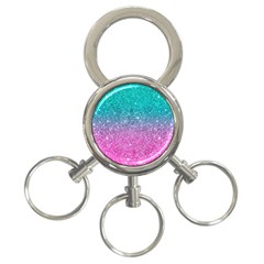 Pink And Turquoise Glitter 3-ring Key Chain