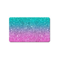 Pink And Turquoise Glitter Magnet (name Card)