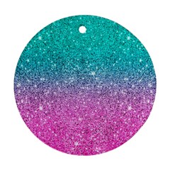 Pink And Turquoise Glitter Round Ornament (two Sides)