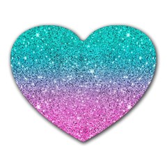 Pink And Turquoise Glitter Heart Mousepad