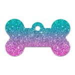 Pink And Turquoise Glitter Dog Tag Bone (Two Sides) Front