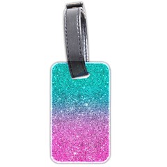 Pink And Turquoise Glitter Luggage Tag (two Sides) by Wav3s