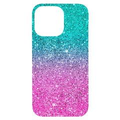 Pink And Turquoise Glitter Iphone 14 Pro Max Black Uv Print Case by Wav3s