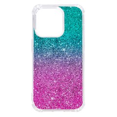 Pink And Turquoise Glitter Iphone 14 Pro Tpu Uv Print Case by Wav3s