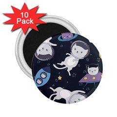 Space Cat Illustration Pattern Astronaut 2 25  Magnets (10 Pack) 