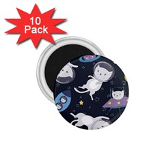 Space Cat Illustration Pattern Astronaut 1 75  Magnets (10 Pack)  by Wav3s