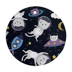 Space Cat Illustration Pattern Astronaut Ornament (round)