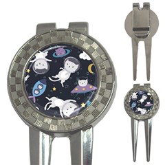 Space Cat Illustration Pattern Astronaut 3-in-1 Golf Divots