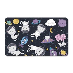 Space Cat Illustration Pattern Astronaut Magnet (rectangular)