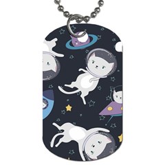 Space Cat Illustration Pattern Astronaut Dog Tag (one Side)