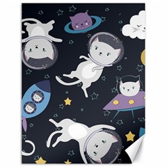 Space Cat Illustration Pattern Astronaut Canvas 18  X 24 