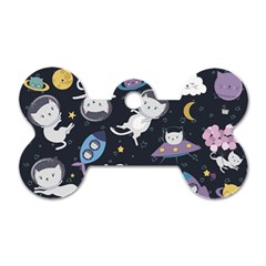 Space Cat Illustration Pattern Astronaut Dog Tag Bone (two Sides)