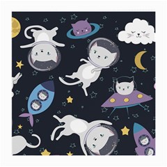 Space Cat Illustration Pattern Astronaut Medium Glasses Cloth (2 Sides)