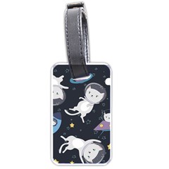 Space Cat Illustration Pattern Astronaut Luggage Tag (one Side) by Wav3s