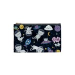 Space Cat Illustration Pattern Astronaut Cosmetic Bag (Small) Front