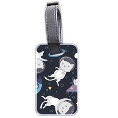 Space Cat Illustration Pattern Astronaut Luggage Tag (two Sides) by Wav3s