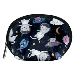 Space Cat Illustration Pattern Astronaut Accessory Pouch (medium) by Wav3s