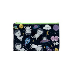 Space Cat Illustration Pattern Astronaut Cosmetic Bag (xs) by Wav3s