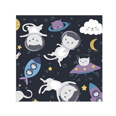 Space Cat Illustration Pattern Astronaut Square Satin Scarf (30  X 30 ) by Wav3s