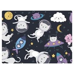Space Cat Illustration Pattern Astronaut Two Sides Premium Plush Fleece Blanket (extra Small) by Wav3s