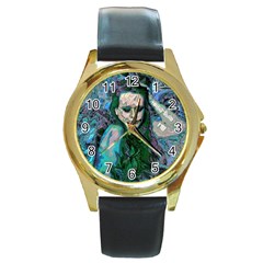 Alphonse Woman Round Gold Metal Watch by MRNStudios