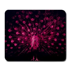 Peacock Pink Black Feather Abstract Large Mousepad