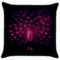 Peacock Pink Black Feather Abstract Throw Pillow Case (black)