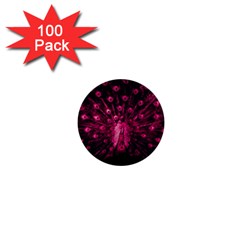 Peacock Pink Black Feather Abstract 1  Mini Buttons (100 Pack) 