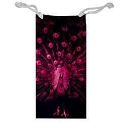 Peacock Pink Black Feather Abstract Jewelry Bag