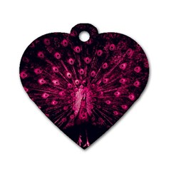 Peacock Pink Black Feather Abstract Dog Tag Heart (two Sides)