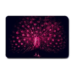Peacock Pink Black Feather Abstract Small Doormat