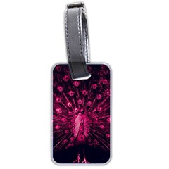 Peacock Pink Black Feather Abstract Luggage Tag (two Sides) by Wav3s