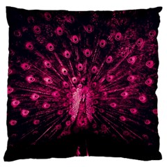 Peacock Pink Black Feather Abstract Large Premium Plush Fleece Cushion Case (two Sides)